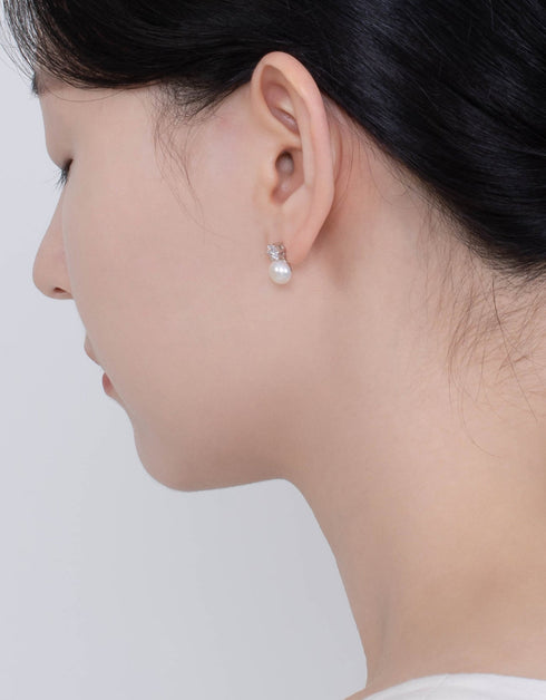 Pearlescent Elegance Studs with Freshwater Pearls & CZ